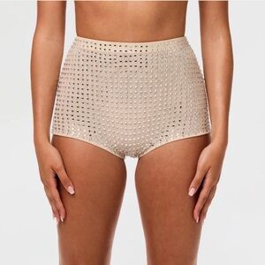 Naked Wardrobe Cream Studded High-Waisted Shorts
